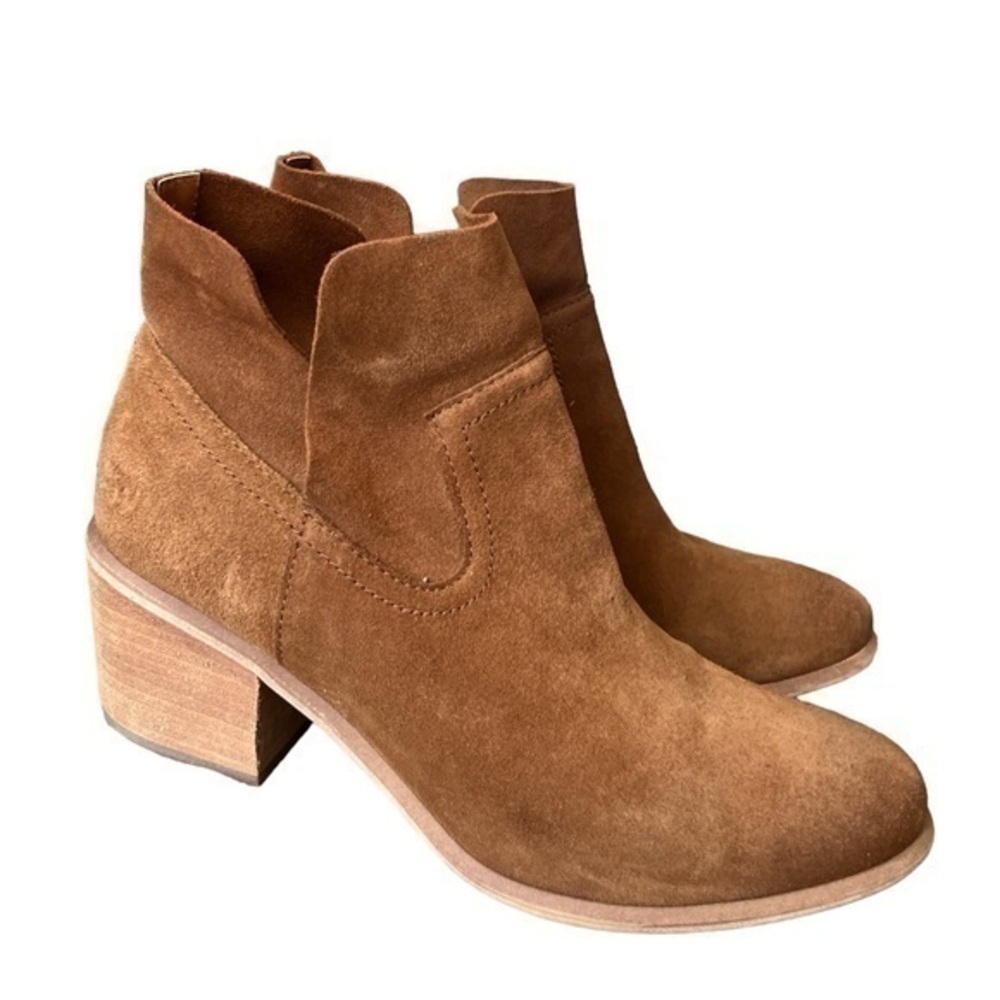 BP Brice Notched Booties in Cognac Suede